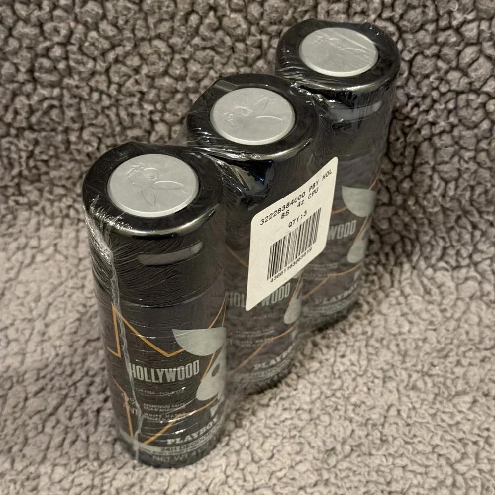 Playboy Hollywood 24H Deodorant All Over Body Spray, 4 oz LOTE OF 3 No Aluminum
